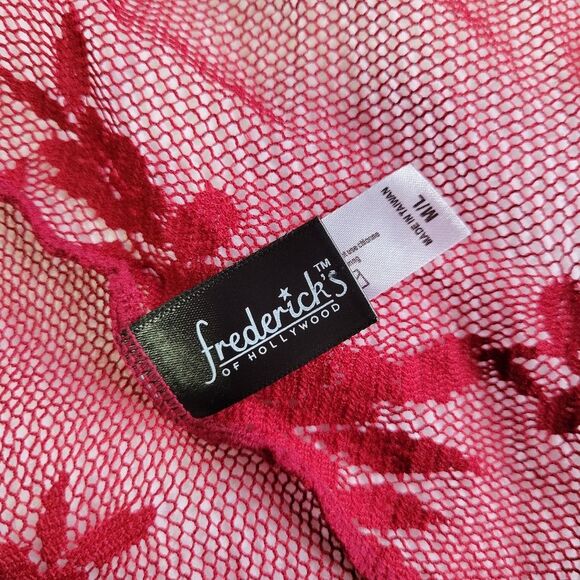 FREDERICKS OF HOLLYWOOD Maroon Lace Babydoll Size M/L Halter Neck Floral Unlined - Picture 6 of 6